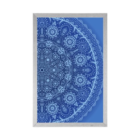 PLAKÁT OKRASNÁ MANDALA S KRAJKOU V MODRÉ BARVĚ - FENG SHUI - PLAKÁTY