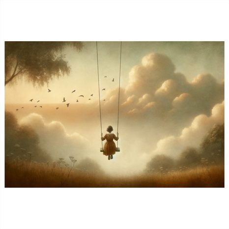 WANDBILD MÄDCHEN AUF DER SCHAUKEL - BILDER VON MENSCHEN - BILDER