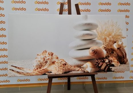 WANDBILD ZEN-STEINE MIT MUSCHELN - BILDER MIT FENG SHUI-MOTIVEN - BILDER