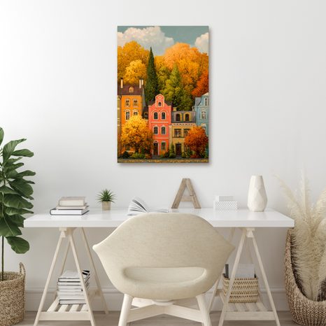 OBRAZ HISTORICKÉ DOMY V PODZIMU - BAREVNÉ DOMY - OBRAZY