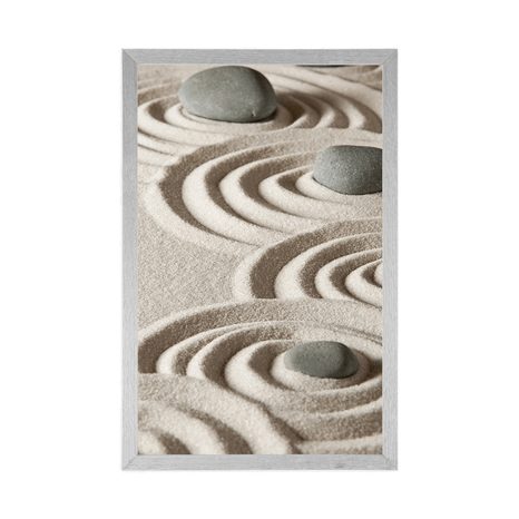 PLAKÁT ZEN KAMENY V PÍSČITÝCH KRUZÍCH - FENG SHUI - PLAKÁTY
