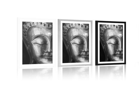 PLAKAT Z PASSE-PARTOUT BOSKI BUDDA W CZERNI I BIELI - CZARNOBIAŁE - PLAKATY