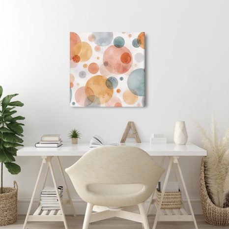 TABLEAU SUR TOILE – CERCLES SUPERPOSÉS À L’AQUARELLE - IMAGES FORMES ABSTRAITES - TABLEAUX