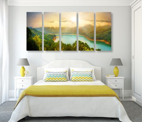 5-RÉSZES KÉP FOLYÓ AZ ERDŐNÉL - TERMÉSZET- ÉS TÁJKÉPEK - KÉPEK