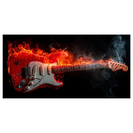 TABLOU CHITARĂ ELECTRICĂ ȘI FOC - TABLOURI MUZICALE - TABLOURI