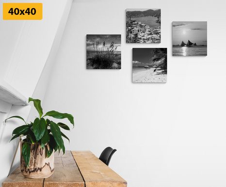 SET DI QUADRI – PARADISO IN TERRA IN BIANCO E NERO - COLLEZIONI DI QUADRI - STAMPE E QUADRI