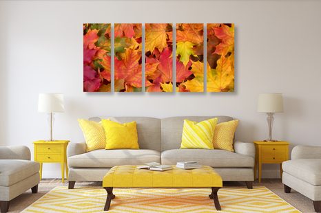 5-DÍLNÝ OBRAZ LISTY PODZIMU - OBRAZY ZÁTIŠÍ - OBRAZY