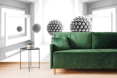 TAPETA ČERNOBÍLÉ KULIČKY V PROSTORU - ČERNOBÍLÉ TAPETY - TAPETY