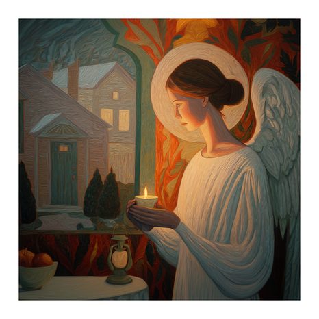 OBRAZ ANDĚLA SE SVÍCÍ - VÁNOČNÍ A ZIMNÍ OBRAZY - OBRAZY