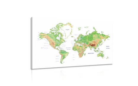 CANVAS PRINT CLASSIC WORLD MAP WITH A WHITE BACKGROUND - PICTURES - 🔥 TOTAL SALE 🔥