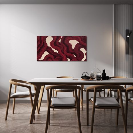 TABLEAU SUR TOILE – FORMES FLUIDES ROUGE PROFOND - IMAGES FORMES ABSTRAITES - TABLEAUX