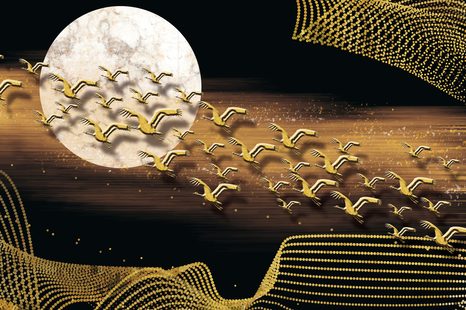 SELBSTKLEBENDE TAPETE FLIEGENDE VÖGEL BEIM VOLLMOND - SELBSTKLEBENDE TAPETEN - TAPETEN