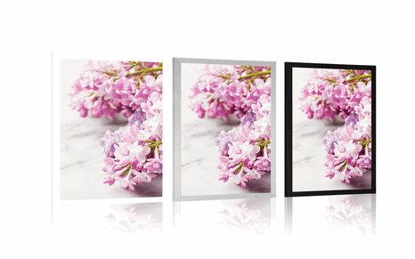 POSTER LILAC ON MARBLE - FLOWERS - POSTERS