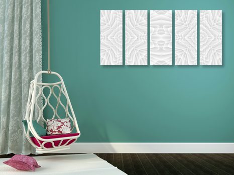 5-DIELNY OBRAZ S KALEIDOSKOPOVÝM VZOROM - ABSTRAKTNÉ OBRAZY - OBRAZY