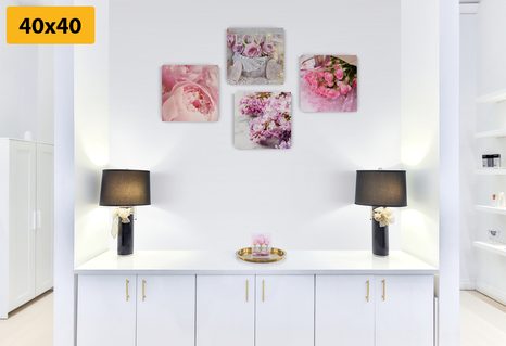 SET OBRAZŮ JEMNÉ ZÁTIŠÍ KVĚTIN - SESTAVY OBRAZŮ - OBRAZY