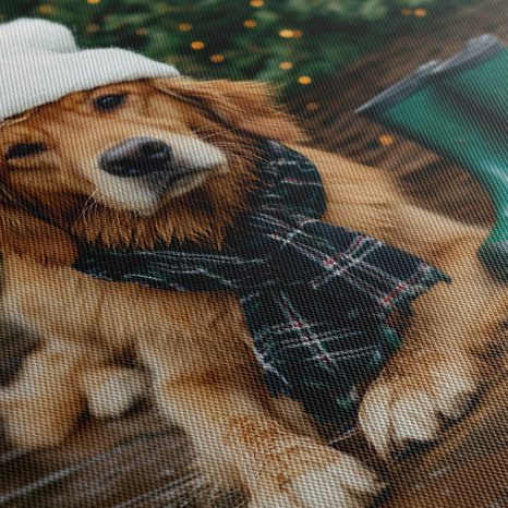 OBRAZ PES V ZIMNÍ ČEPICI - VÁNOČNÍ A ZIMNÍ OBRAZY - OBRAZY