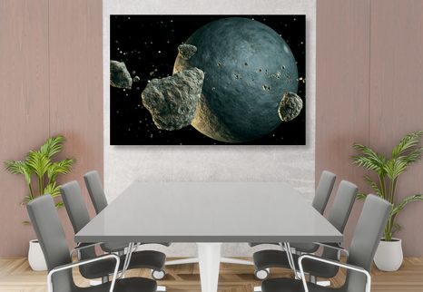 OBRAZ METEORITY V OKOLÍ PLANÉTY - OBRAZY VESMÍRU A HVIEZD - OBRAZY