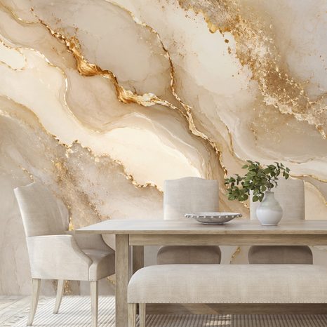 ZELFKLEVEND FOTOBEHANG LUXE GOUDMARMER IN BEIGE TINTEN - MARMER FOTOBEHANG - FOTOBEHANG