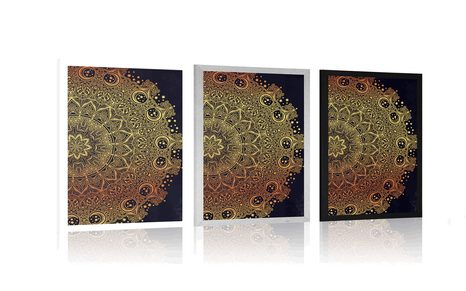 PLAKÁT ZLATÁ ORIENTÁLNÍ MANDALA - FENG SHUI - PLAKÁTY