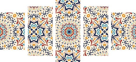 5-DÍLNÝ OBRAZ JEDINEČNÝ ETNICKÝ VZOR - OBRAZY FENG SHUI - OBRAZY