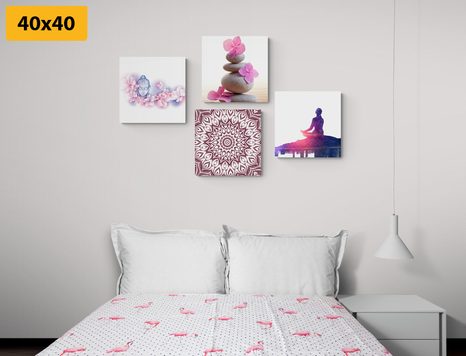 SET OBRAZŮ FENG SHUI V RŮŽOVÉM PROVEDENÍ - SESTAVY OBRAZŮ - OBRAZY