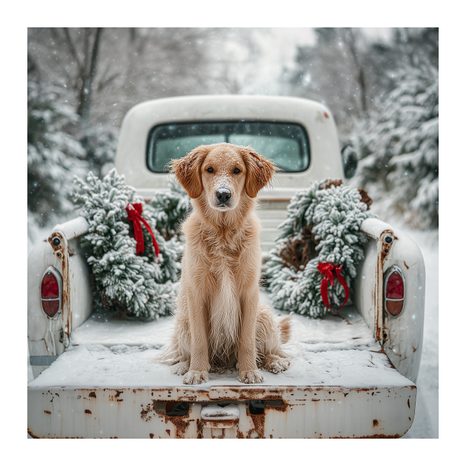 WEIHNACHTLICHES WANDBILD NIEDLICHER POSIERENDER HUND - WEIHNACHTS- UND WINTERBILDER - BILDER