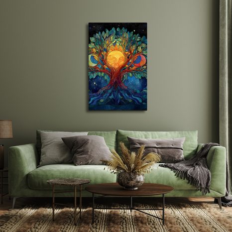 OBRAZ MYSTICKÝ STROM ŽIVOTA S MĚSÍCEM - OBRAZY STROMY ŽIVOTA - OBRAZY