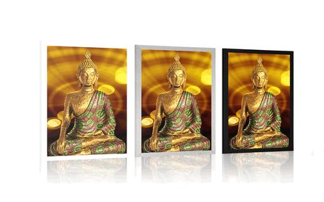 POSTER BUDDHA-STATUE MIT ABSTRAKTEM HINTERGRUND - FENG SHUI - POSTER