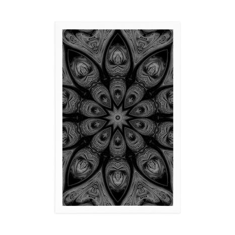 POSTER HYPNOTISCHES MANDALA IN SCHWARZ-WEISS - SCHWARZ-WEISS - POSTER