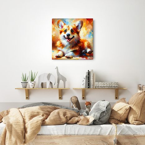 WANDBILD FRÖHLICHER HUND IN FARBEN - BILDER VON HUNDEN - BILDER