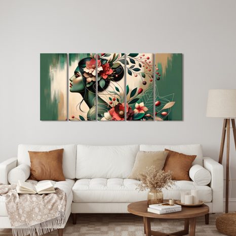 5-DÍLNÝ OBRAZ DÍVKA S PŘÍRODOU - OBRAZY ŽENY - OBRAZY