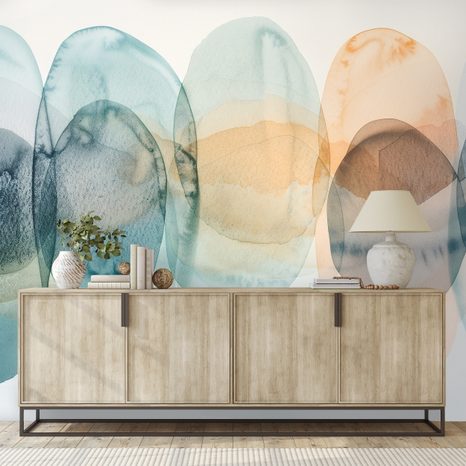 FOTOTAPETA AKVARELNI PASTELNI KROGI - ABSTRAKTNE TAPETE - TAPETE