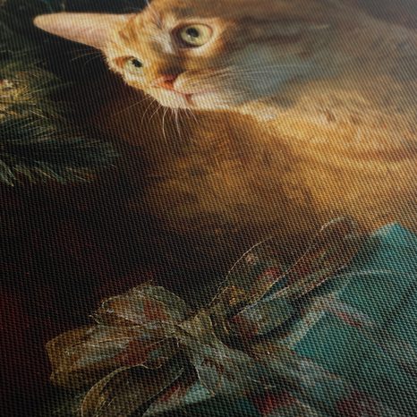 OBRAZ VÁNOČNÍ KOČKY UŽÍVAJÍCÍ SI VÁNOČNÍ POHODU - VÁNOČNÍ A ZIMNÍ OBRAZY - OBRAZY