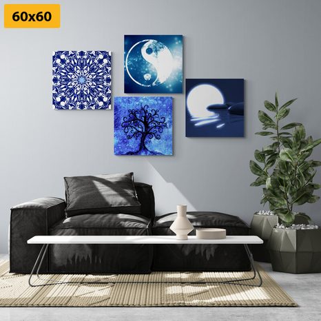 SET OBRAZOV FENG SHUI V MODROM PREVEDENÍ - ZOSTAVY OBRAZOV - OBRAZY