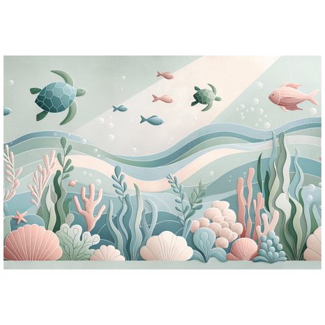 SAMOLEPÍCÍ TAPETA PODMOŘSKÝ SVĚT S ŽELVAMI - ΤΑΠΕΤΣΑΡΊΑ ΨΑΡΙΏΝ - ΤΑΠΕΤΣΑΡΊΕΣ