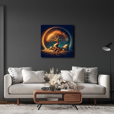 WANDBILD MAGISCHER LEBENSBAUM BEI NACHT - BILDER BÄUME DES LEBENS - BILDER