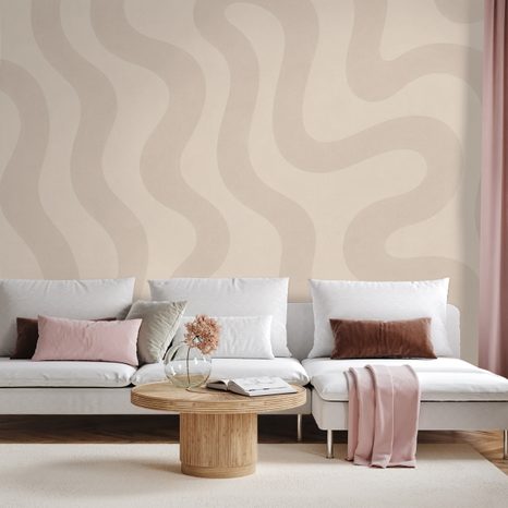 TAPÉTA MINIMALISTA BÉZS HULLÁMOK - MINTÁS TAPÉTÁK - TAPÉTÁK