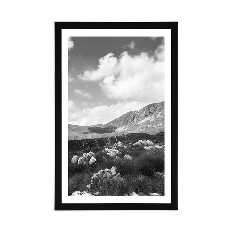PLAKAT S PASPARTUOM DOLINA U CRNOJ GORI U CRNO-BIJELOM DIZAJNU - CRNO-BIJELE - PLAKATI