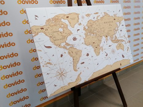 QUADRO SU TELA – MAPPA BEIGE - QUADRI MAPPE - STAMPE E QUADRI