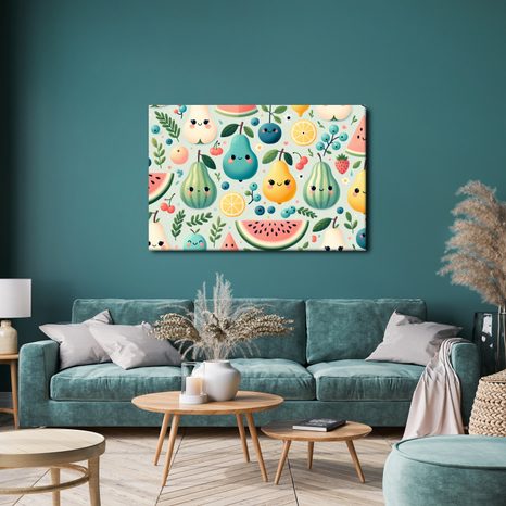 OBRAZ ROZTOMILÉ OVOCE S TVÁŘEMI - DĚTSKÉ OBRAZY POHÁDKOVÉ BYTOSTI - OBRAZY