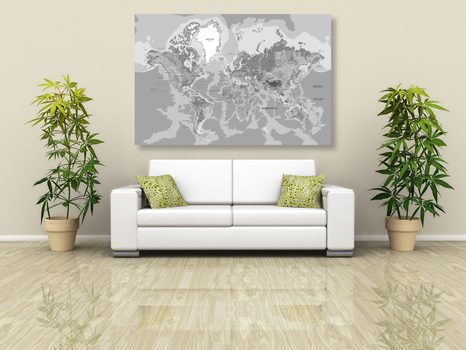 KÉP HAGYOMÁNYOS VILÁG TÉRKÉP FEKETE FEHÉRBEN - TÉRKÉPES KÉPEK - KÉPEK