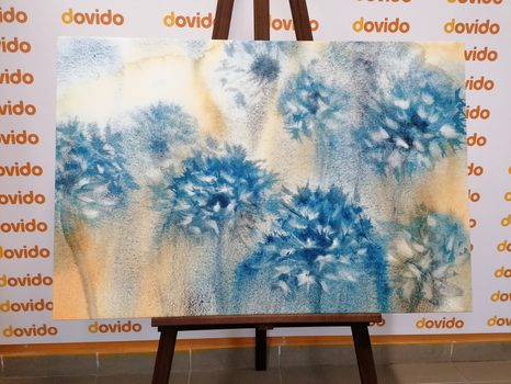 KÉP KÉK PITYPANG AKVARELL KIVITELBEN - VIRÁGMINTÁS KÉPEK - KÉPEK