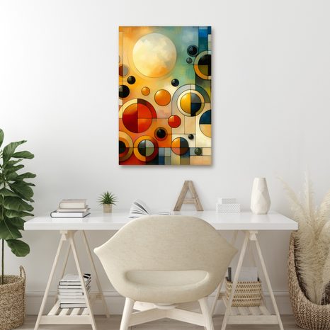 CANVAS SCHILDERIJ ABSTRACTIE MET CIRKELS EN KLEUREN - SCHILDERIJEN - MEGA UITVERKOOP TOT 70% 🔥