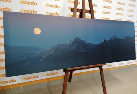 QUADRO SU TELA – LUNA PIENA SOPRA LE MONTAGNE - QUADRI DI NATURA E PAESAGGIO - STAMPE E QUADRI