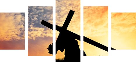 5-DÍLNÝ OBRAZ KŘÍŽ NA RAMENOU - OBRAZY ANDĚLŮ - OBRAZY