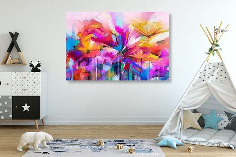 WANDBILD ABSTRAKTE BUNTE BLUMEN - ABSTRAKTE BILDER - BILDER