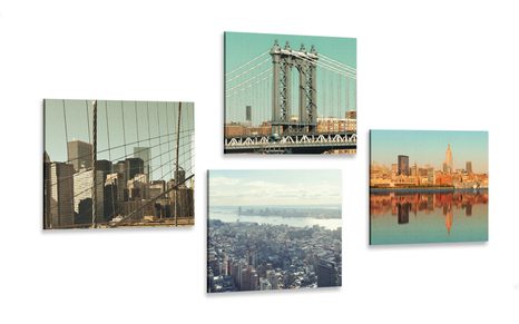 SET DI QUADRI VISTA SULLA CITTÀ DI NEW YORK - COLLEZIONI DI QUADRI - QUADRI