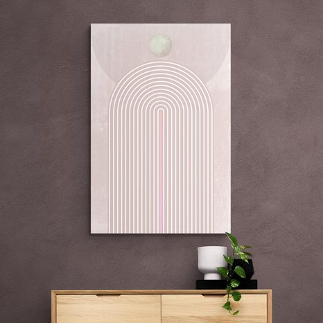 SLIKA MODERNA RUŽIČASTA DUGA MID-CENTURY - APSTRAKTNE SLIKE - SLIKE