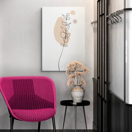 QUADRO SU TELA – FOGLIA MINIMALISTA SU SFONDO BIANCO NO3 - QUADRI FORME ASTRATTE - STAMPE E QUADRI