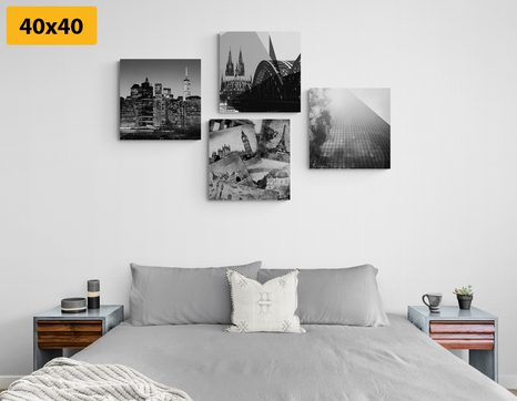 SET DI QUADRI – CITTÀ IN STILE INTERESSANTE - COLLEZIONI DI QUADRI - STAMPE E QUADRI